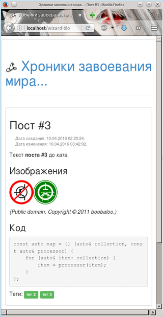 Скриншот мобильного вида полного вида поста