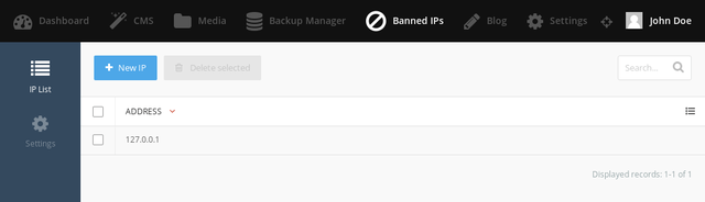 Settings of an IP ban