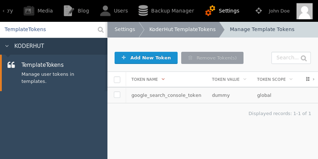 Google Search Console token