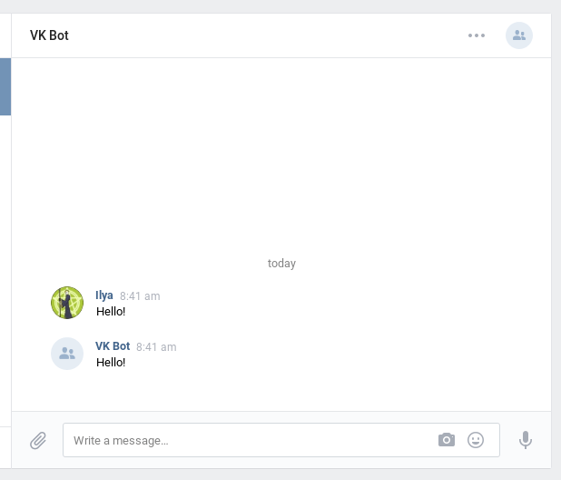 Conversation with the bot