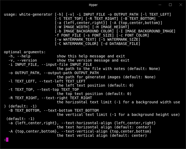 Help message, part 1