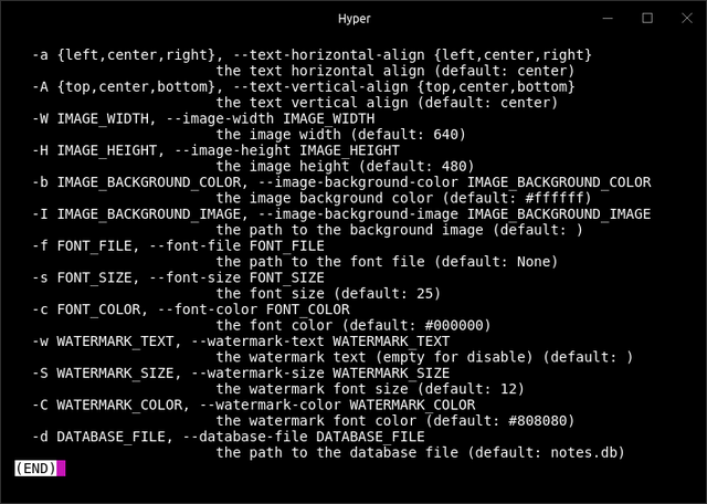 Help message, part 2