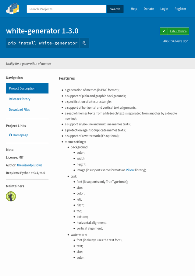 Package in the PyPI (https://pypi.org/)