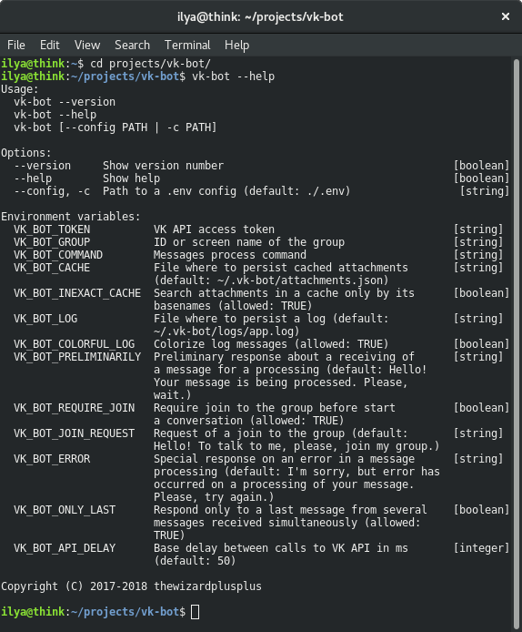 Help message