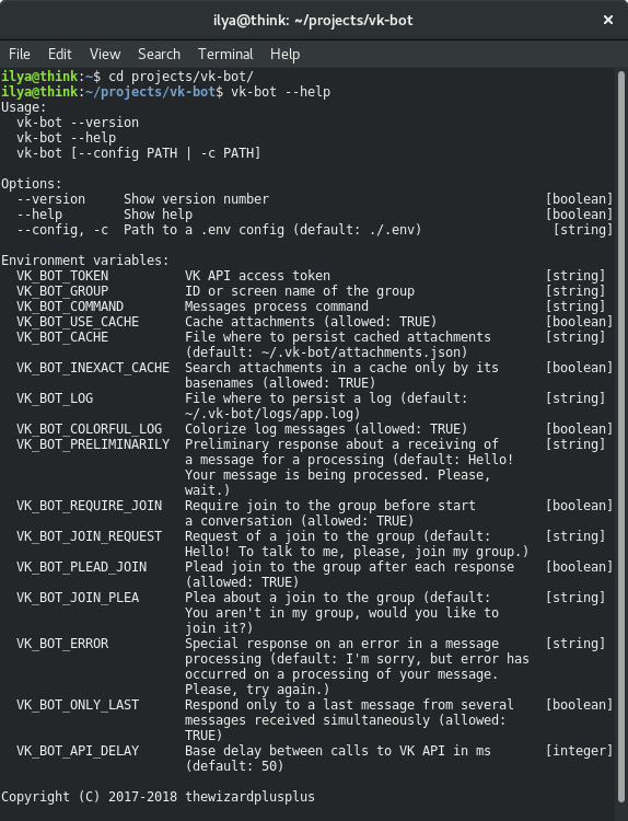 Help message